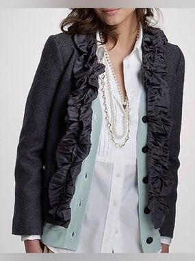 J. Crew Chimera Ruffle Trim Wool Jacket